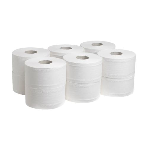 Mini Jumbo Toilet Rolls - 2ply 76mm Core 150m (12 Pack)