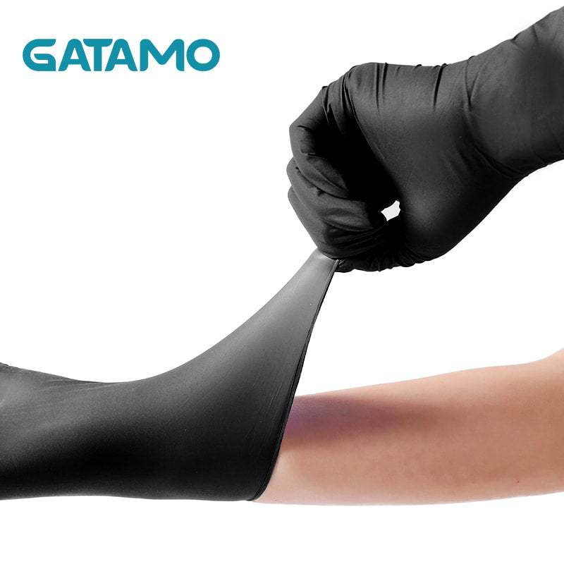 GATAMO Powder Free 100% Pure Nitrile Gloves - Black