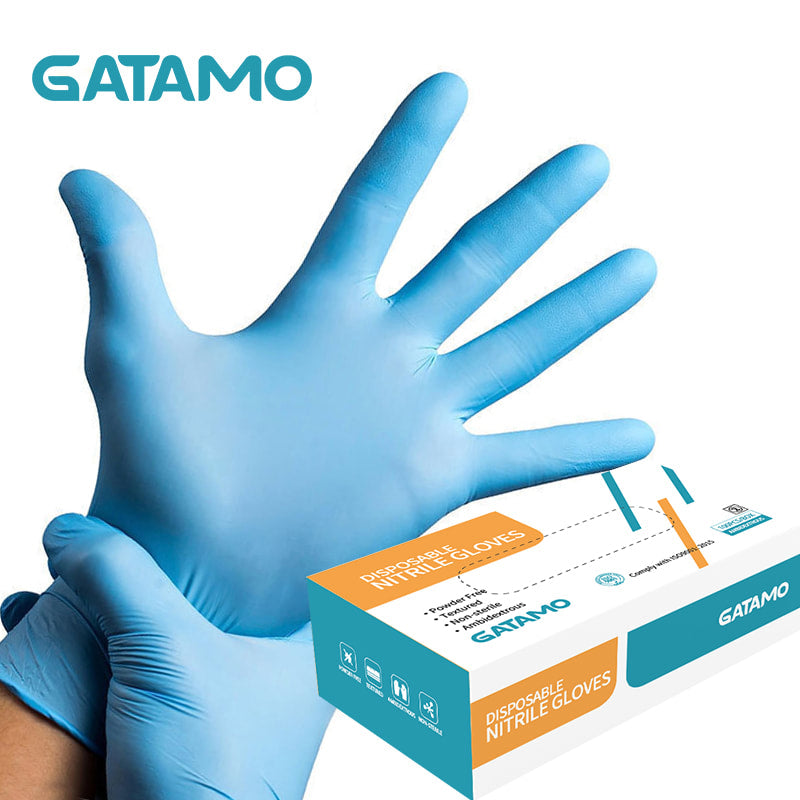 GATAMO Powder Free 100% Pure Nitrile Gloves - Blue