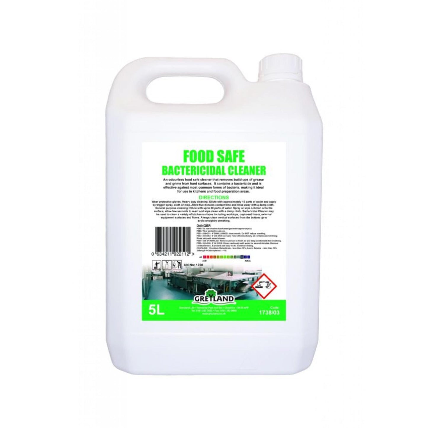 Greyland food safe bactericidal cleaner five litre