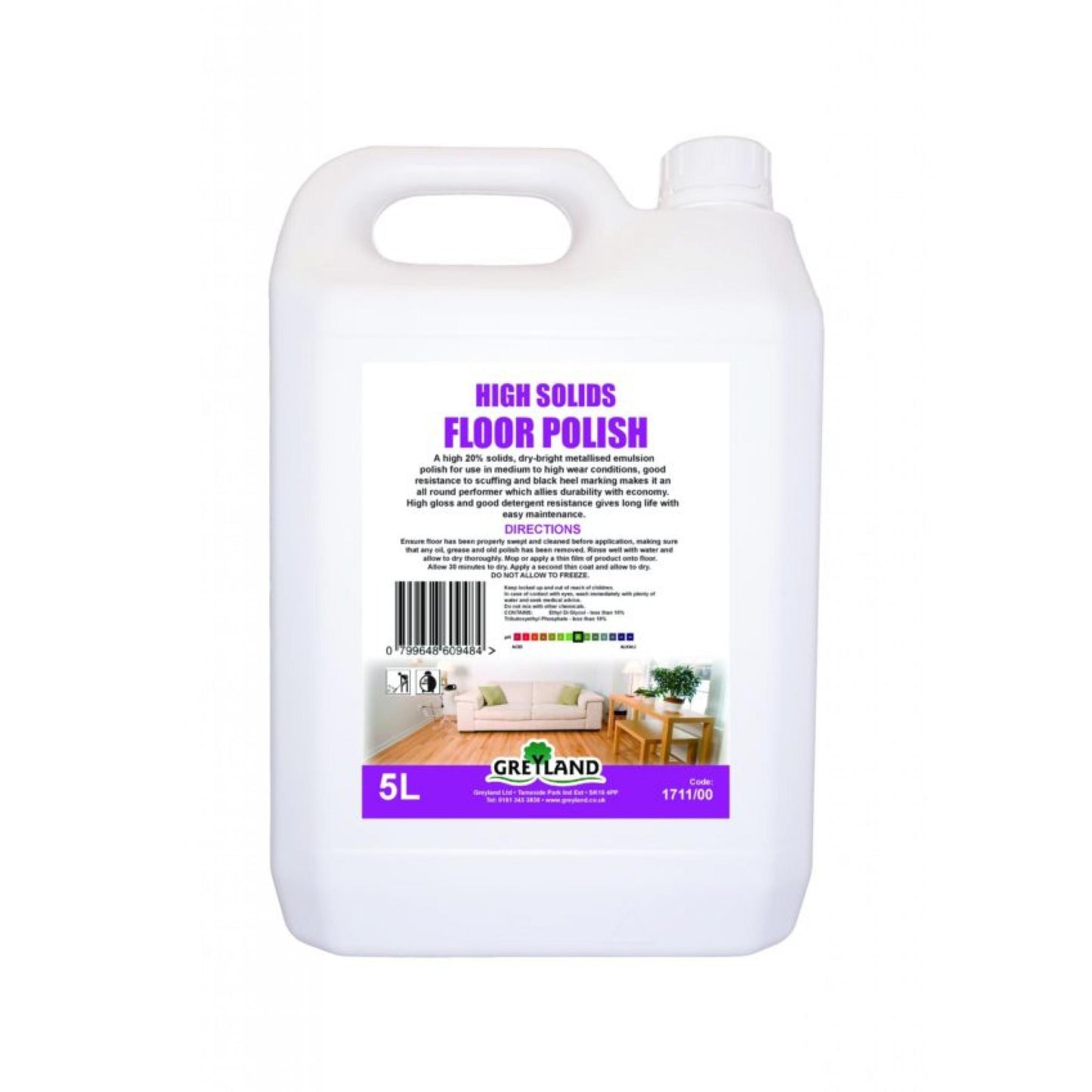 Greyland high solids floor polish twenty percent solids five litre