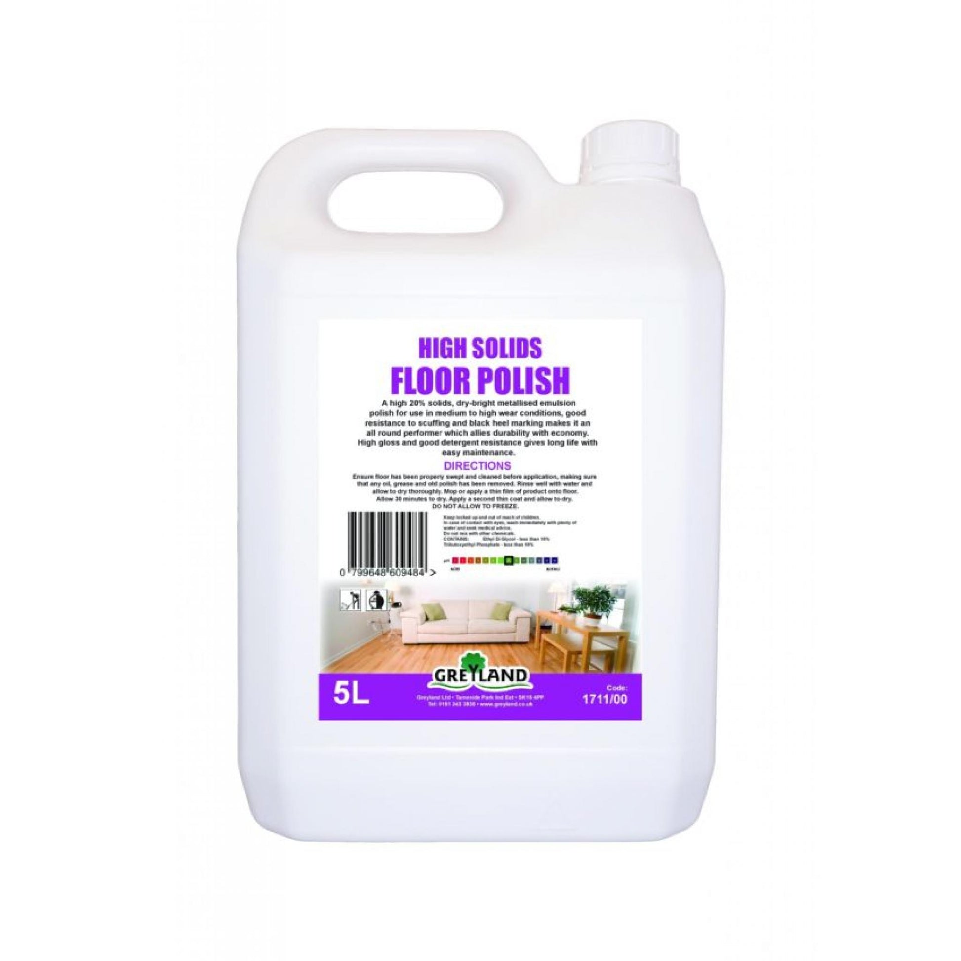 Greyland high solids floor polish twenty percent solids five litre