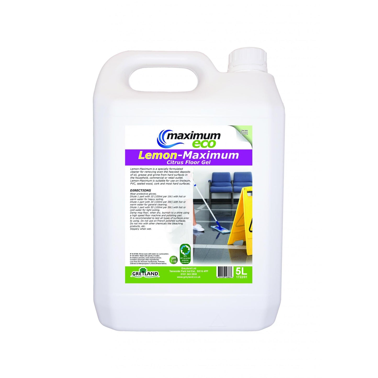 Greyland maximum eco lemon maximum citrus floor gel five litre