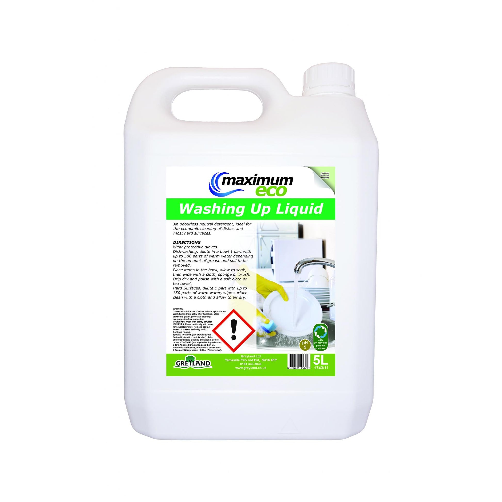 Greyland maximum eco washing up liquid five litre