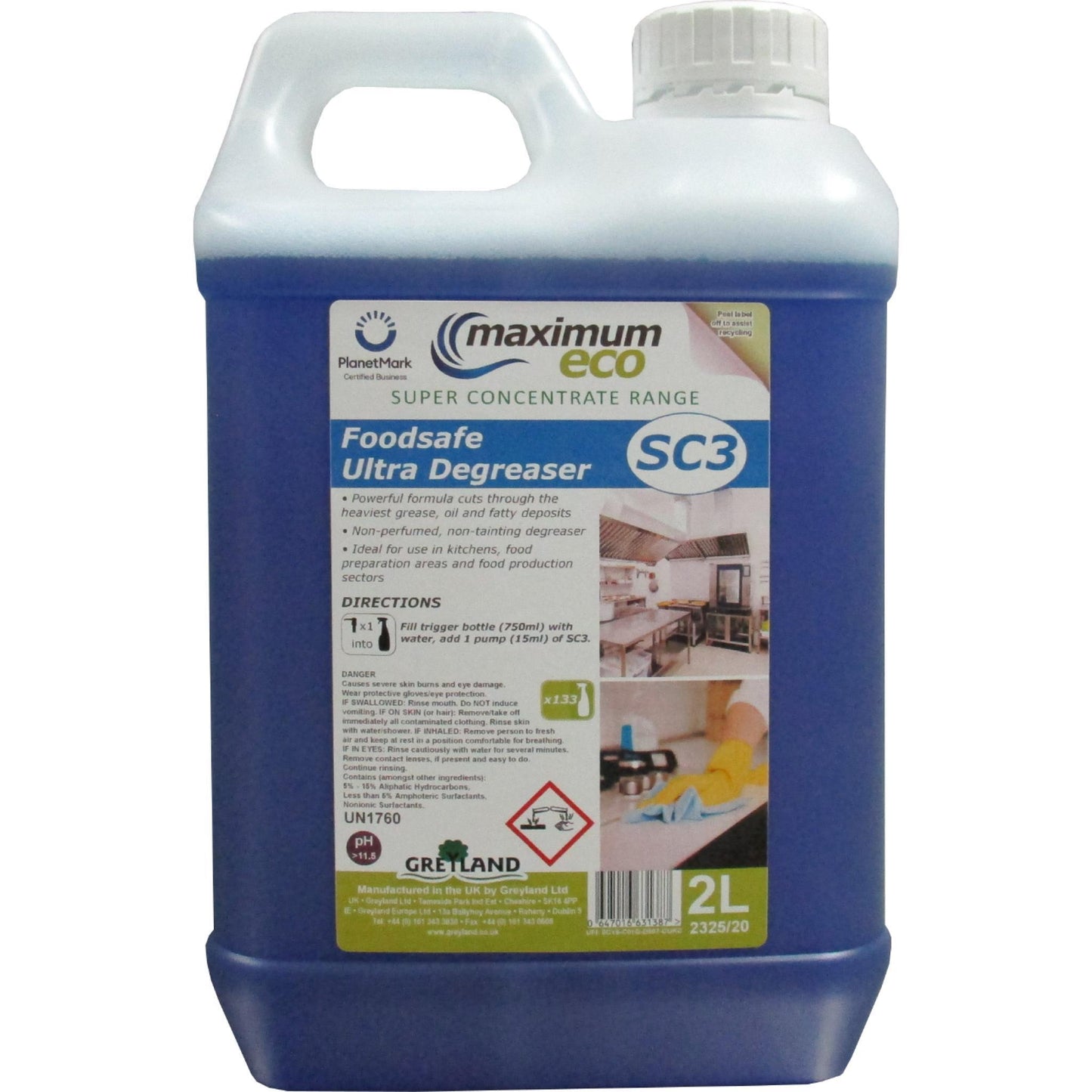 Greyland super concentrate three food safe ultra degreaser two litre