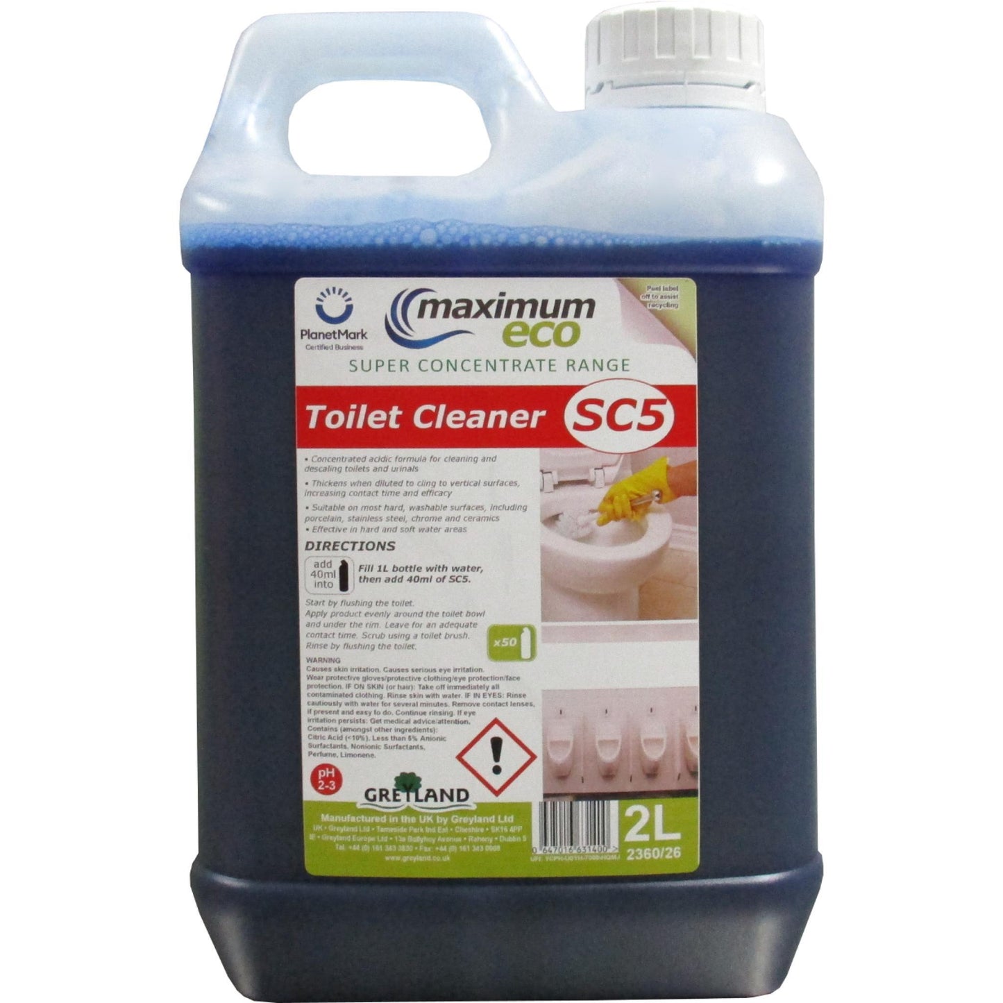 Greyland super concentrate five toilet cleaner two litre