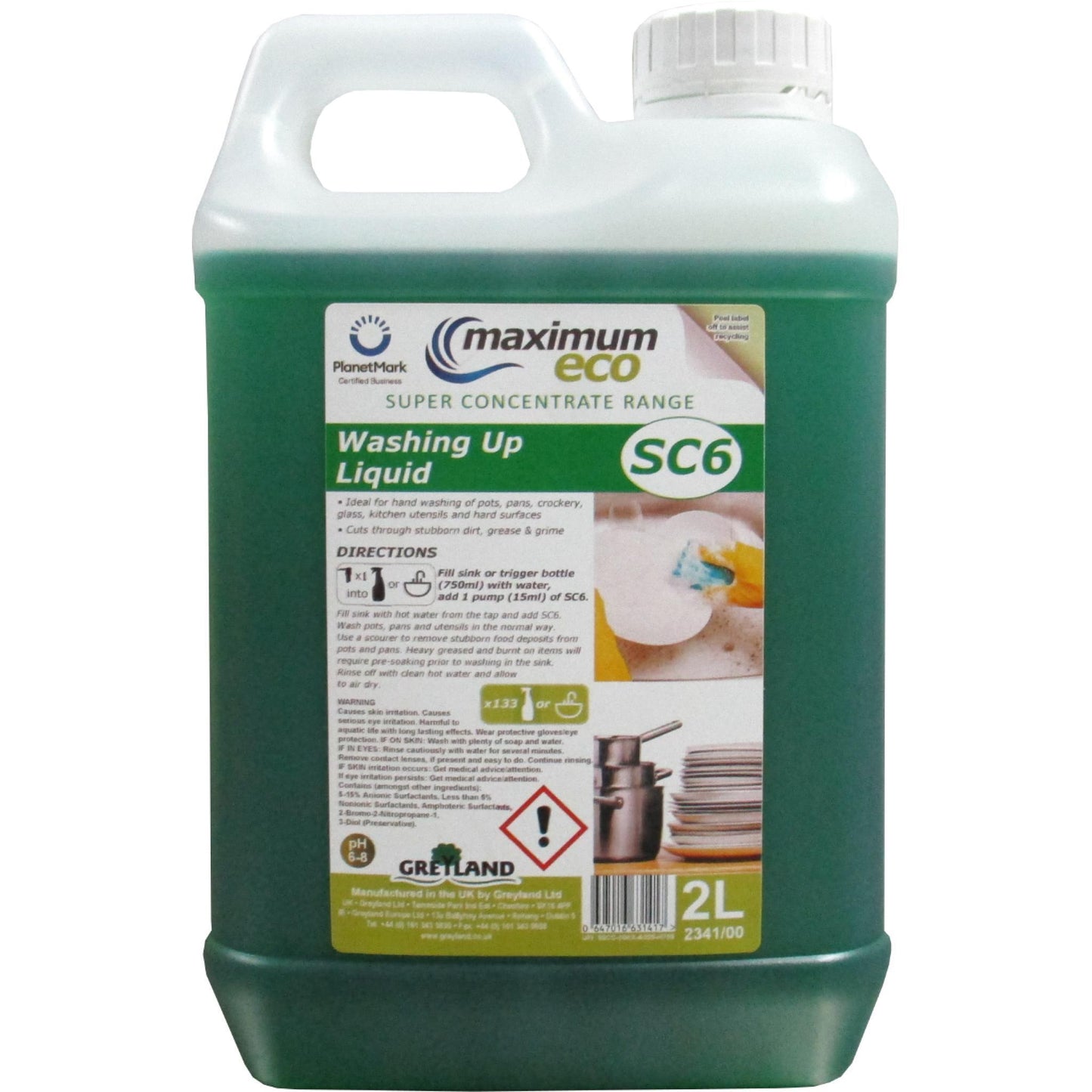 Greyland super concentrate six washing up liquid two litre