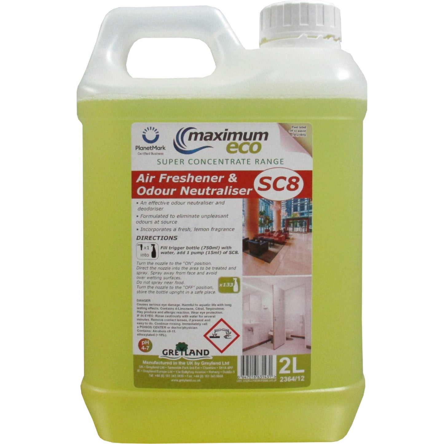 Greyland super concentrate eight air freshner and odour neutraliser two litre