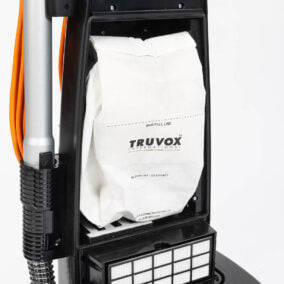 truvox valet dual motor upright vacuum cleaner view of vacuum bag inside vacuum cleaner